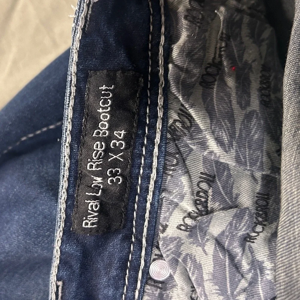 RockRoll Y2K Cowgirl Rival Boot cut Jeans Embellished Pockets 33x34 DarkWash - Picture 6 of 8